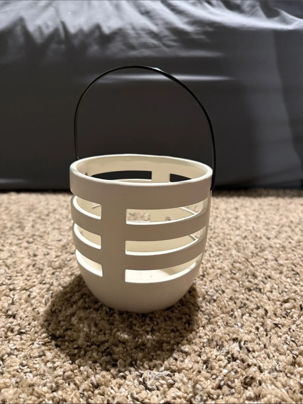 White Decorative Lantern with Black Handle - Home Accents